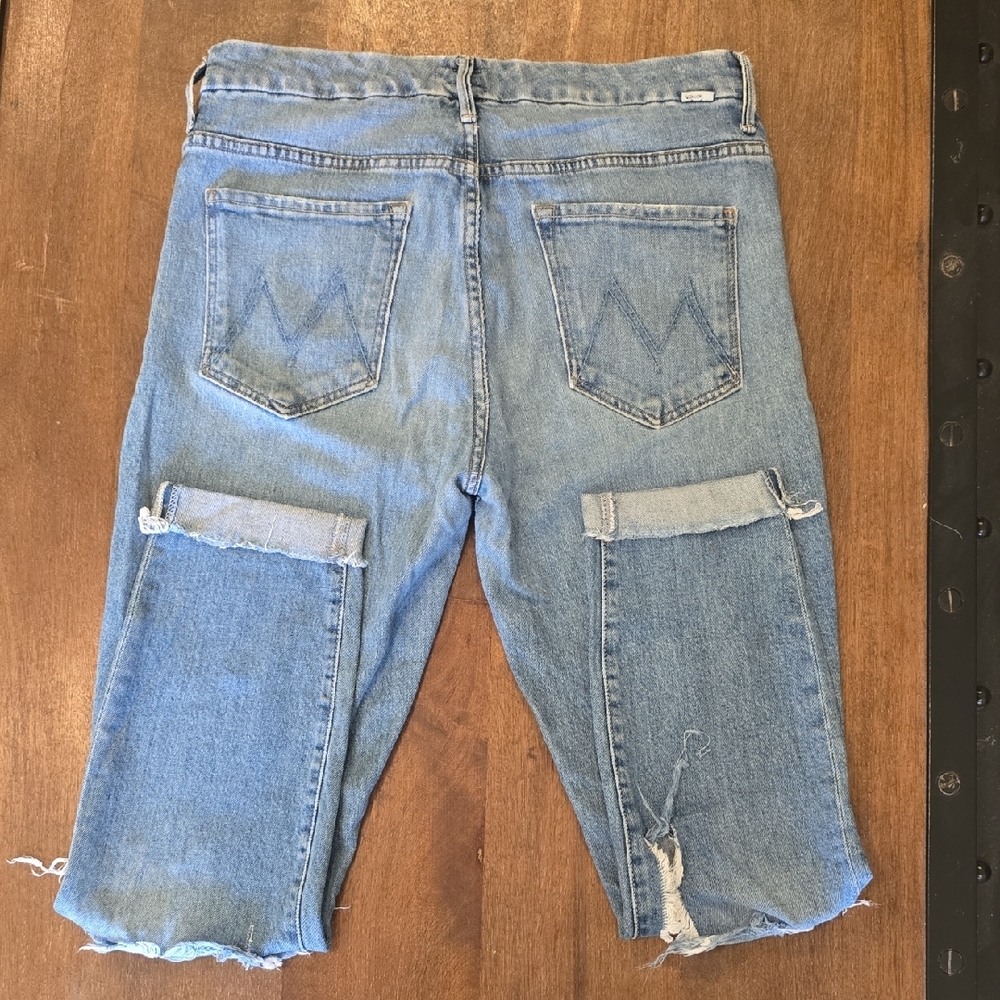 MOTHER Light Blue Denim Jeans, HIGH WAISTED, LOOKER ANKLE FRAY, 30, SPICE it UP - Picture 1 of 5